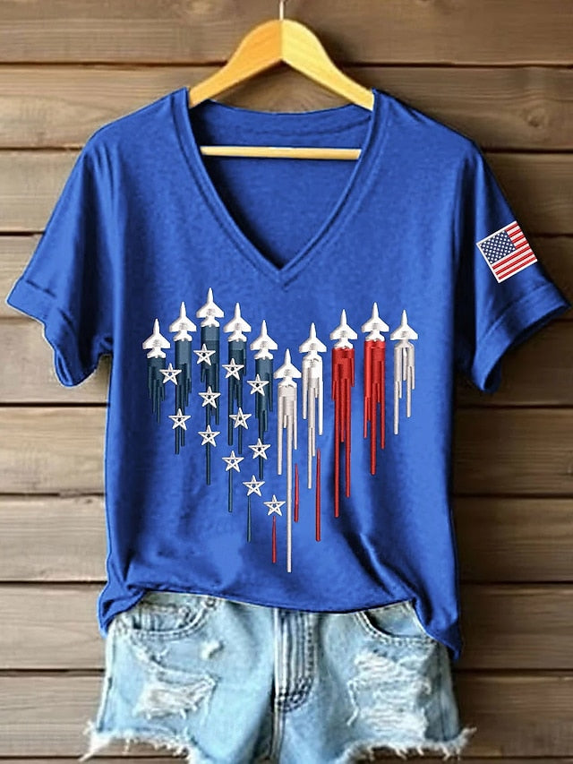 American Independence Day Women's T Shirt Print Graphic