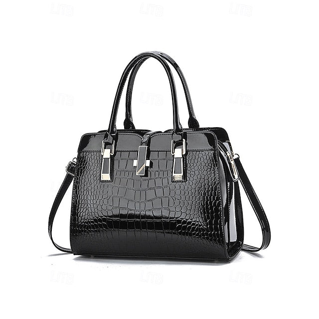 Faux - Croc Patent Women's Handbag Leather Burgundy