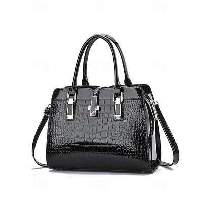 Faux - Croc Patent Women's Handbag Leather Burgundy