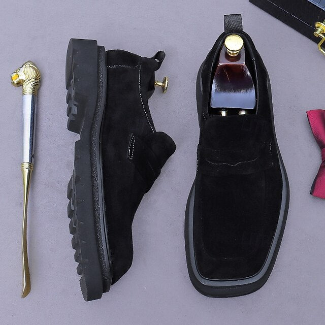 Loafers Leather Men's Suede Business Cowhide -Classic