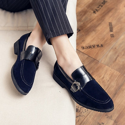 Men's Leather Metal and Loafers Suede Strap with Patent