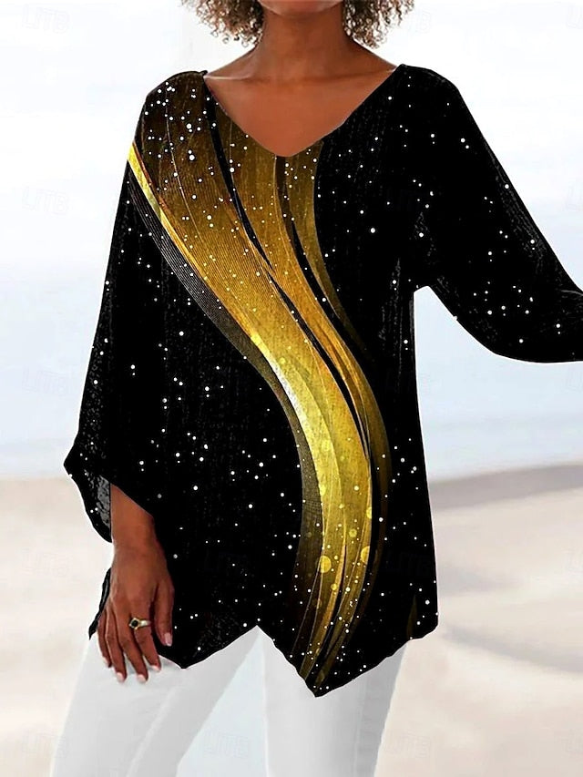 Women's Blouse Print Graphic Abstract Feather Vintage