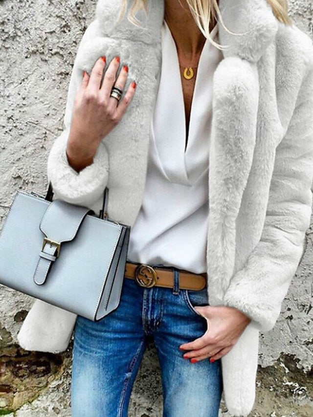 Going Plain Comfortable Warm Women's Casual Collar Coat Fur