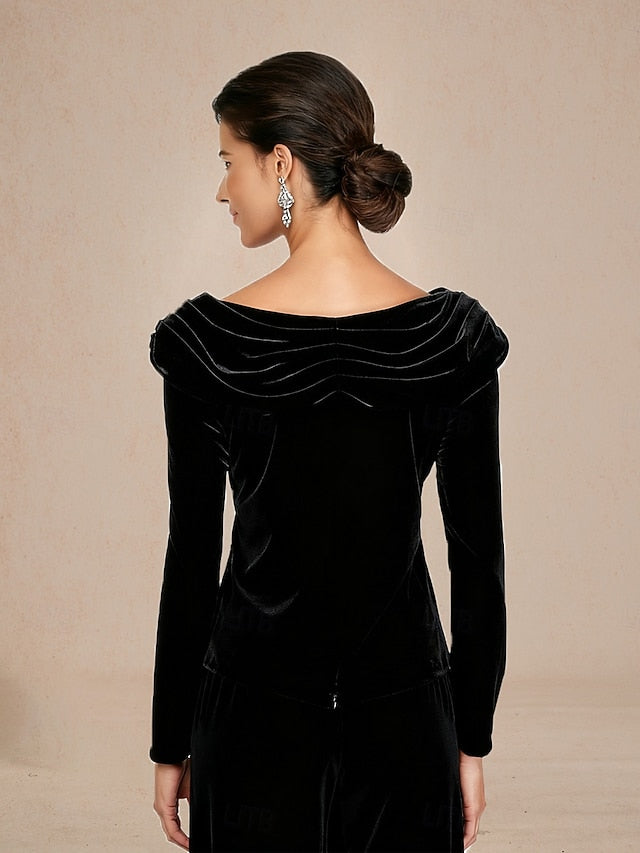 Christmas Women's Blouse Dressy Tops Velvet Solid Color