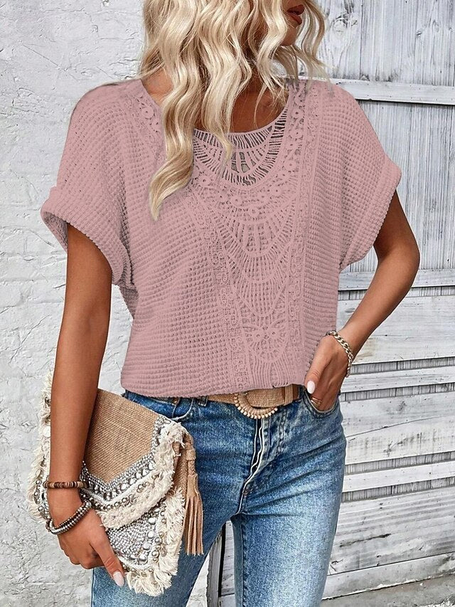 Women's Shirt Blouse Lace Tops Lace Plain Stylish Classic