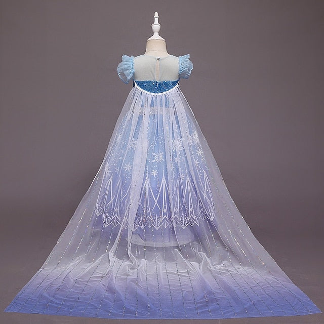 Princess With Cloak Crown Dress Hooded Elsa Tulle Set Cape