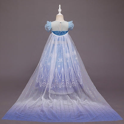 Set Princess Dress With Cloak Hooded Elsa Cape Tulle Crown