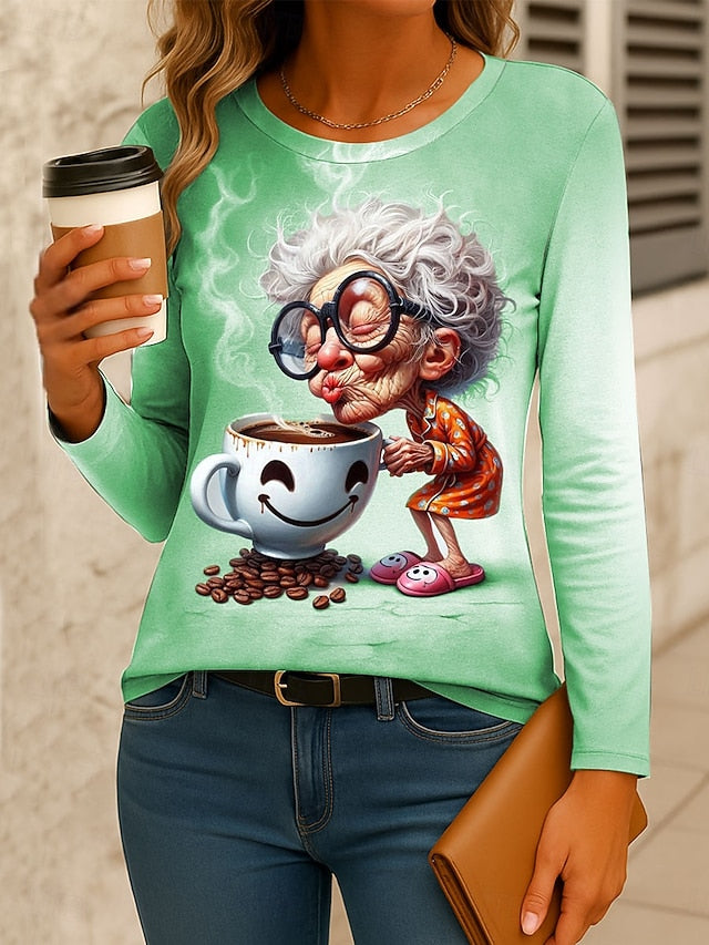 Women's T Shirt Print Graphic Cartoon Gradient Vintage