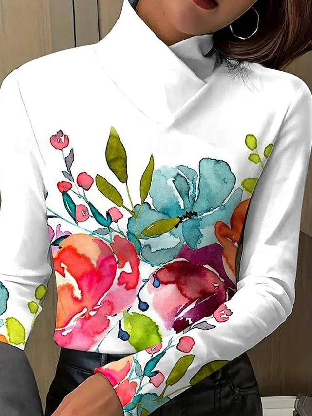 Women's Tunic T Shirt Daily Bishop Sleeve Long Sleeve