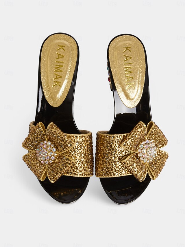 Rhinestone Sparkling High Matching Bow Sandals Clutch with Heel