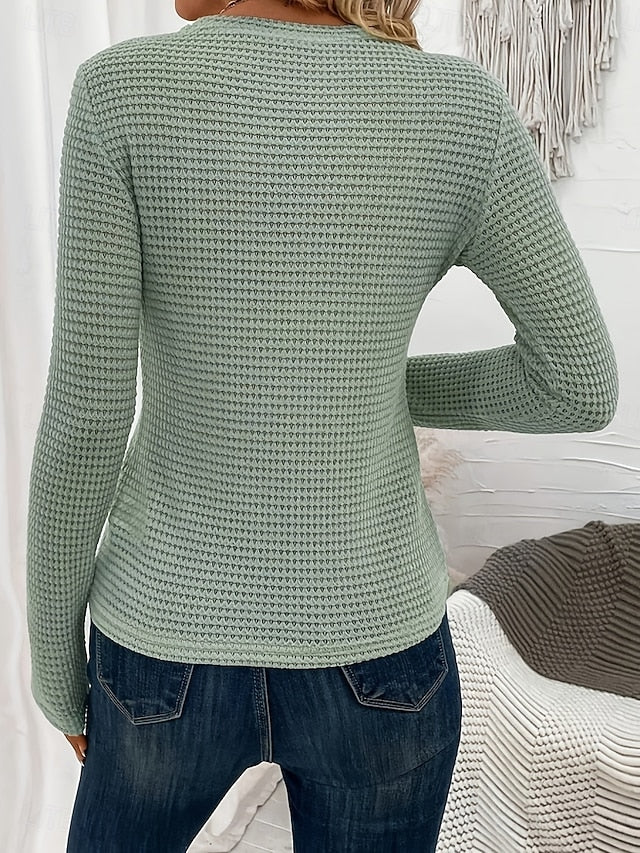 Women's T Shirt Cut Out Plain Fashion Modern Casual Long