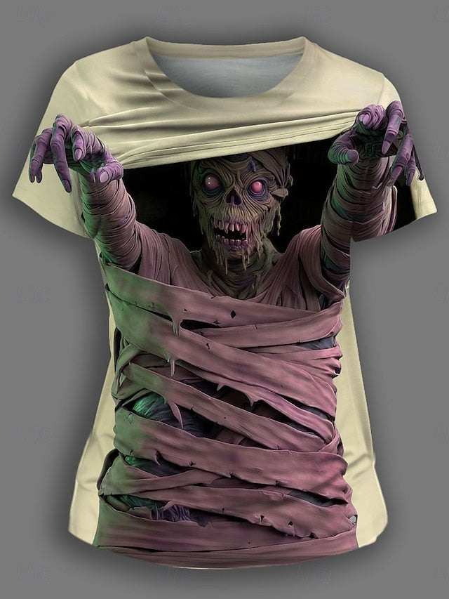 Women's T Shirt Graphic Skull Vintage Stylish Casual Short