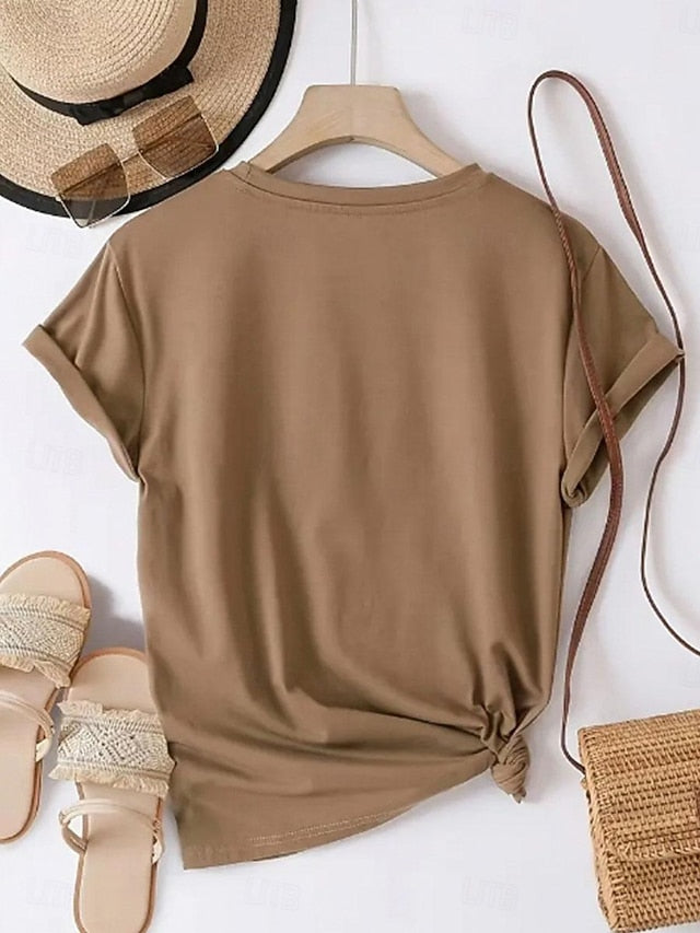 Women's T Shirt Print Sunflower Daisy Letter Fashion Basic