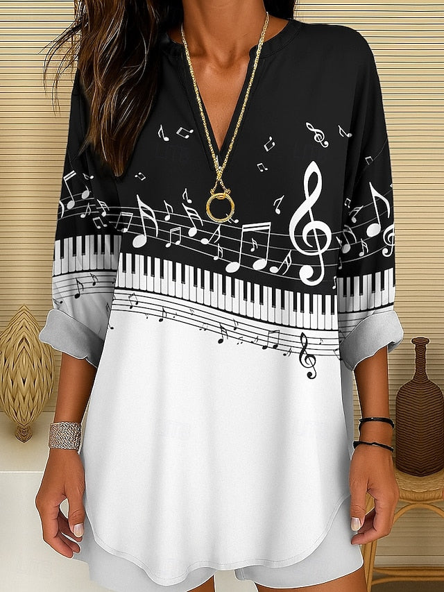 Music Festival Women's Blouse Linen Like Breathable