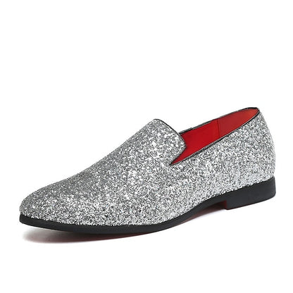 Slip-On Design with Silver and Loafers Glitter Men's