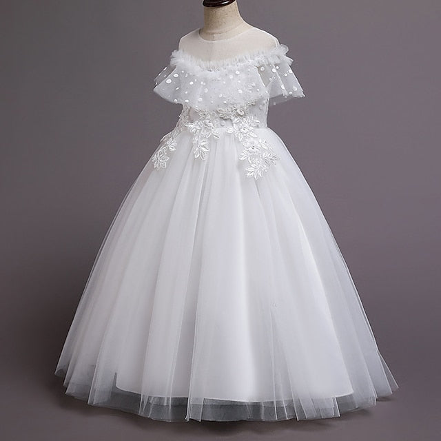 Color Girls' Girl Kids Dress Party Flower Solid