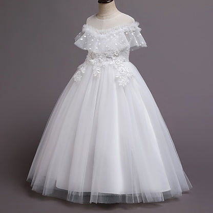 Color Girls' Girl Kids Dress Party Flower Solid