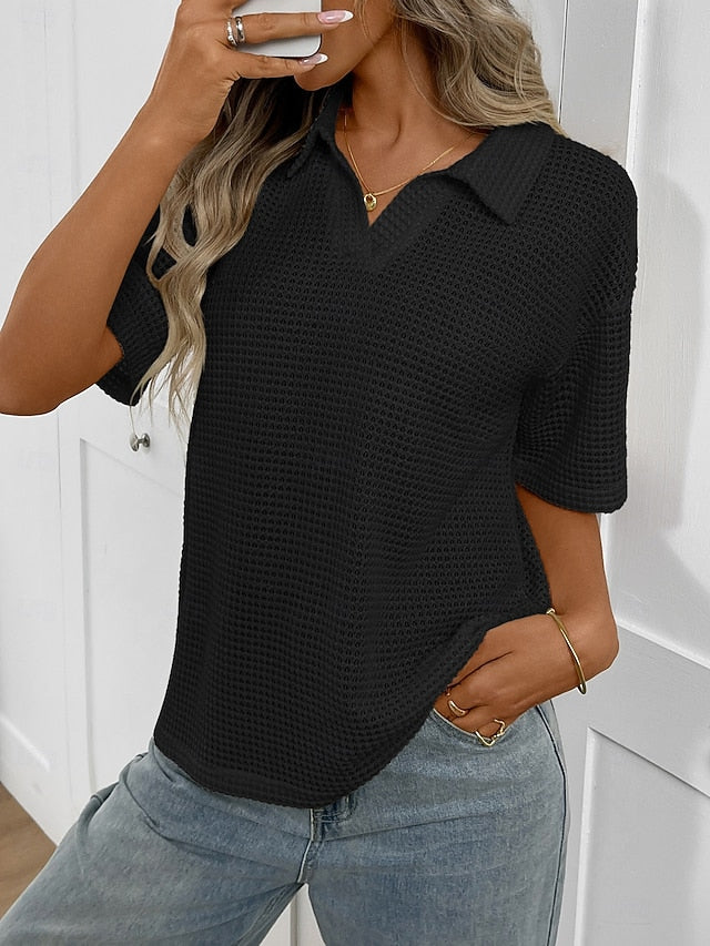 Women's Tunic Plain Stylish Classic Casual Short Sleeve