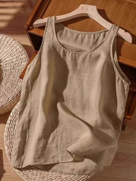 Women's Shirt Solid Color Basic Casual Sleeveless Crew Neck