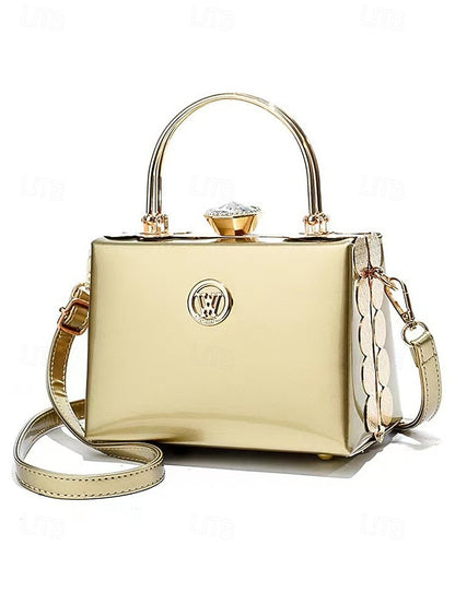 Burgundy with Evening Handbag Women's Patent Gold Leather