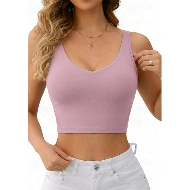 Women's Petite Athletic Tank Slim fit top Solid Color
