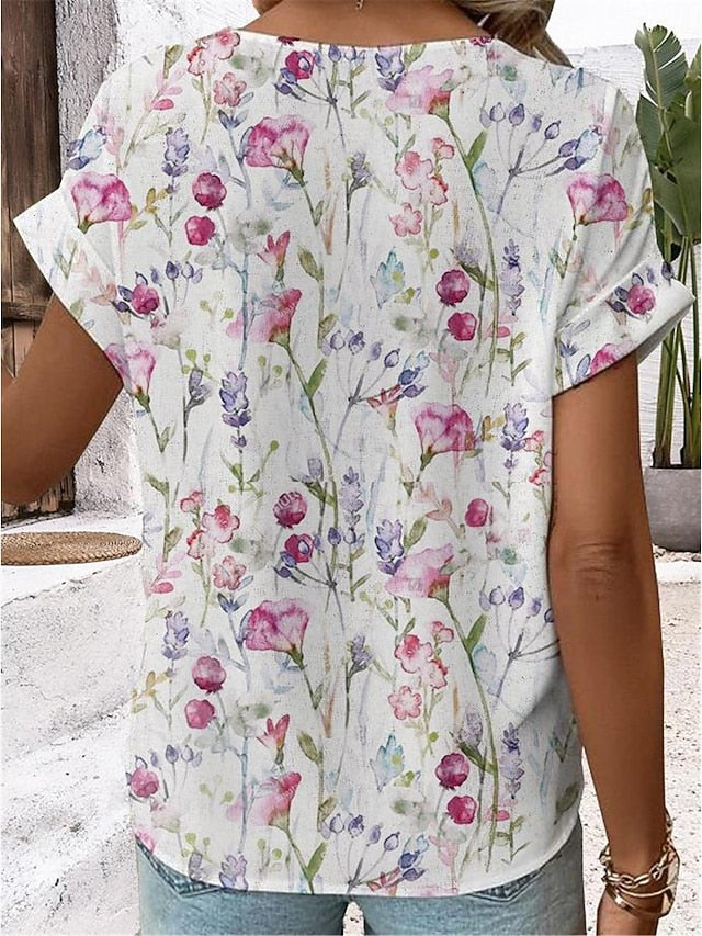 Women's Shirt V Neck Button Down Blouse Fashion Streetwear