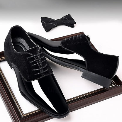 Leather Shoes Patent with Men's Navy Oxford Blue