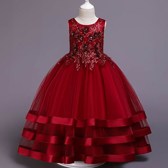 Dress Sleeveless Solid Colored Kids Party Girls' Wedding