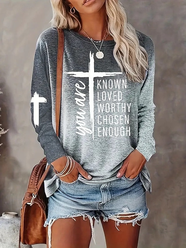 Women's T Shirt Print Graphic Geometric Striped Elegant