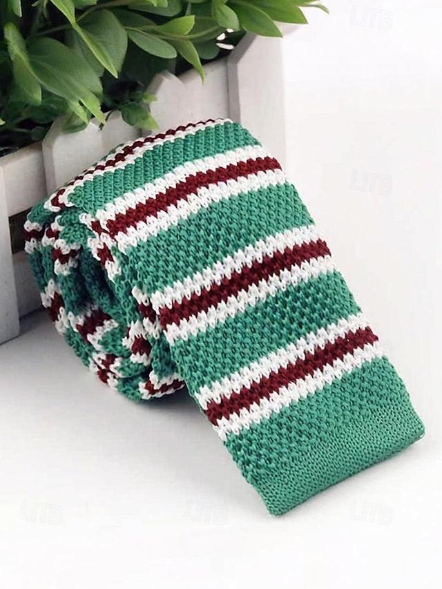 Stylish Christmas Men's Woven - Tie Knit Neck Stripe