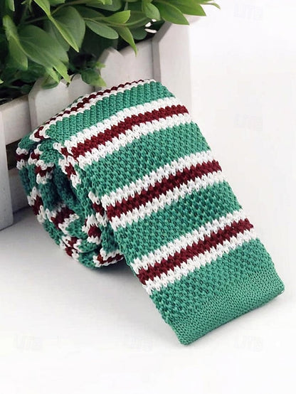 Stylish Christmas Men's Woven - Tie Knit Neck Stripe