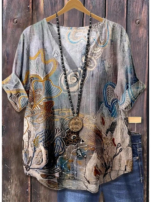Women's Blouse Linen Like Breathable Lightweight Elegant