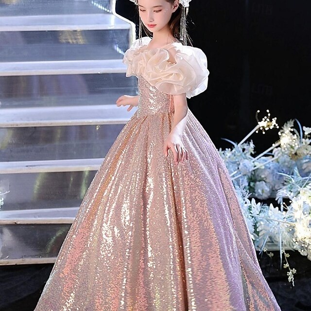 Color Girls' Solid Party Dress Sleeveless Kids Performance