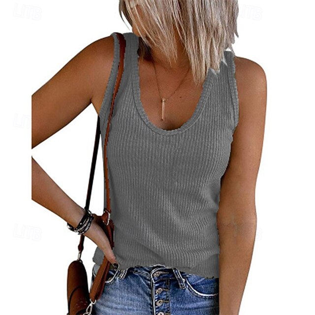 Women's Camisole Tank Top Patchwork Tunic Racerback Solid