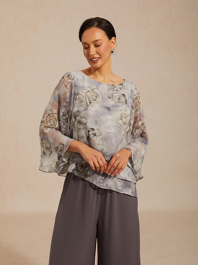 Women's Blouse Chiffon Tops Lace Tops Lace up Layered