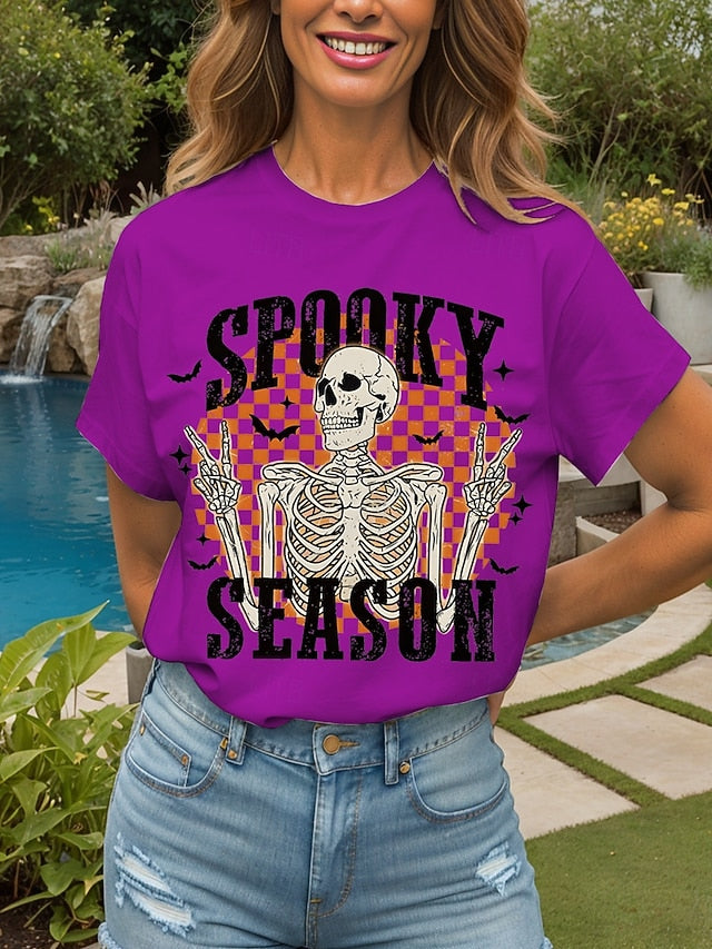Women's T Shirt Skulls Graphic Cat Vintage Stylish Classic