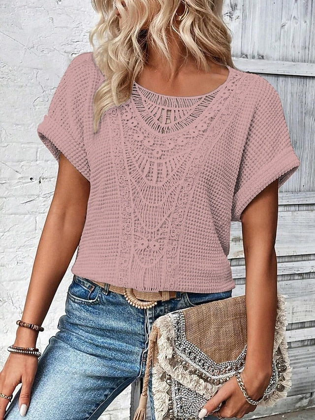 Women's Shirt Blouse Lace Tops Lace Plain Stylish Classic