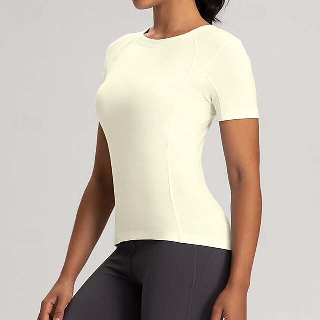 Women's Yoga T-shirt Workout Tops Round Neckline Breathable