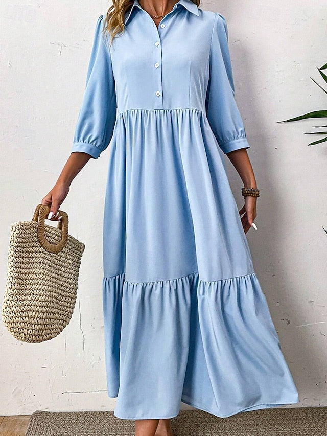 Women's Midi Dress Shirt Dress Fashion Modern Outdoor