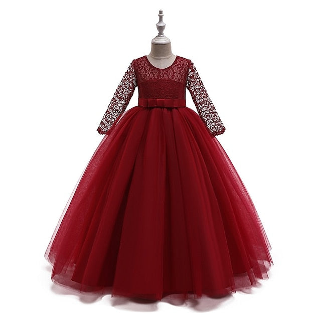 Girls' Dress Girl Flower Colored Kids Solid Wedding