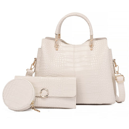 Bag Leather Going Women's out Set PU Purse Office Pcs 3