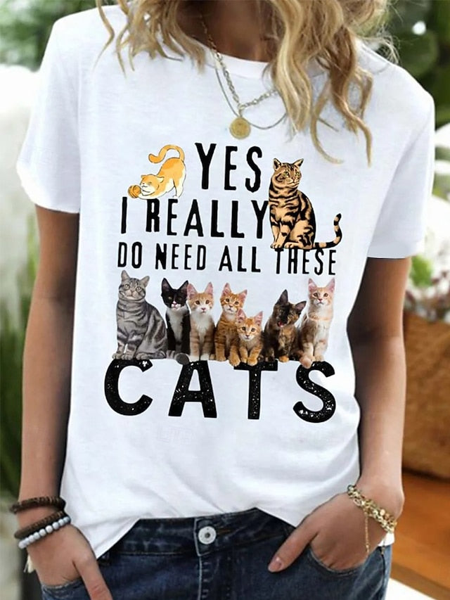 Women's T Shirt Print Graphic Animal Letter Vintage Stylish