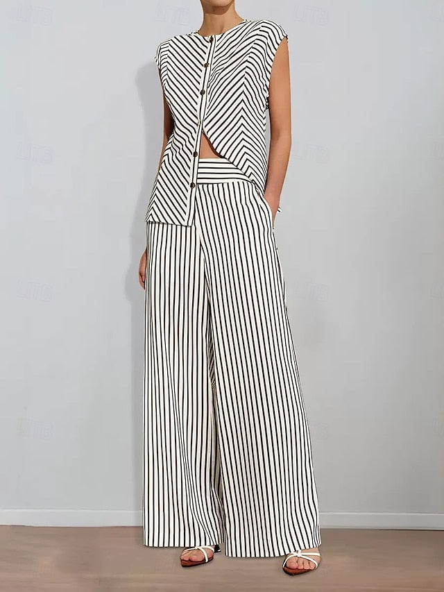 Print of Striped Two Piece Pantsuit the Bride Mother