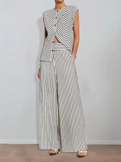 Print of Striped Two Piece Pantsuit the Bride Mother