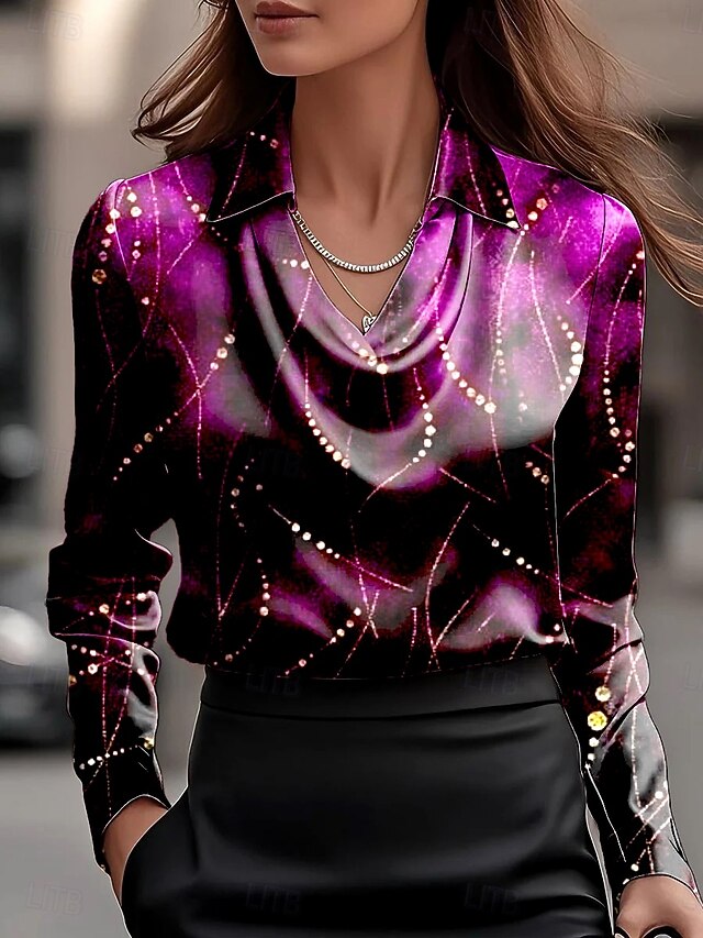 Women's Shirt Ruched Draped Ombre Graphic Geometric Elegant