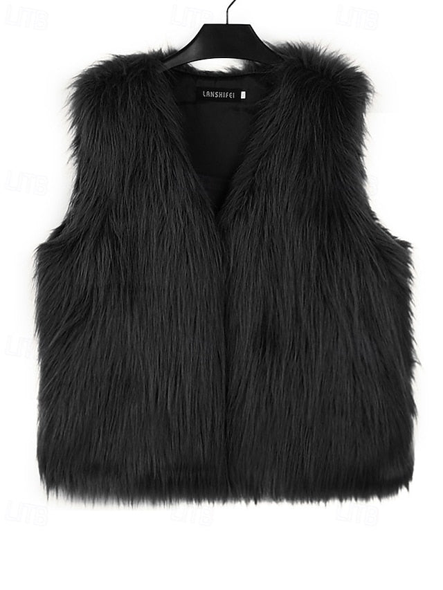 Women's Coat Comfortable Faux Fur Furs Leathers Vest