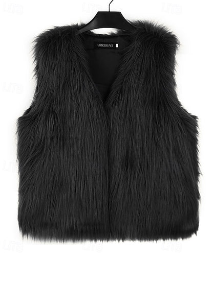 Women's Coat Comfortable Faux Fur Furs Leathers Vest