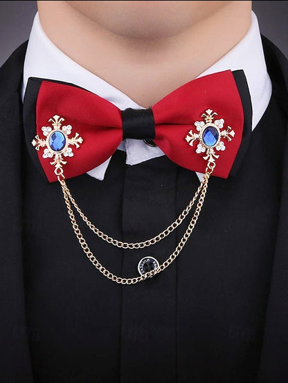 Blue – Gem Double Collar Brooch Elegant Chain Vintage