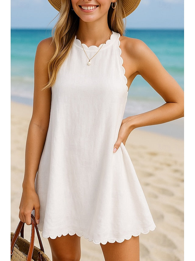 Women's Mini Dress White Dress Graduation Dress Elegant