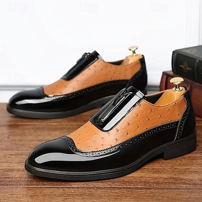 with Tan and Men's Patent Colorblock Shoes Black Formal